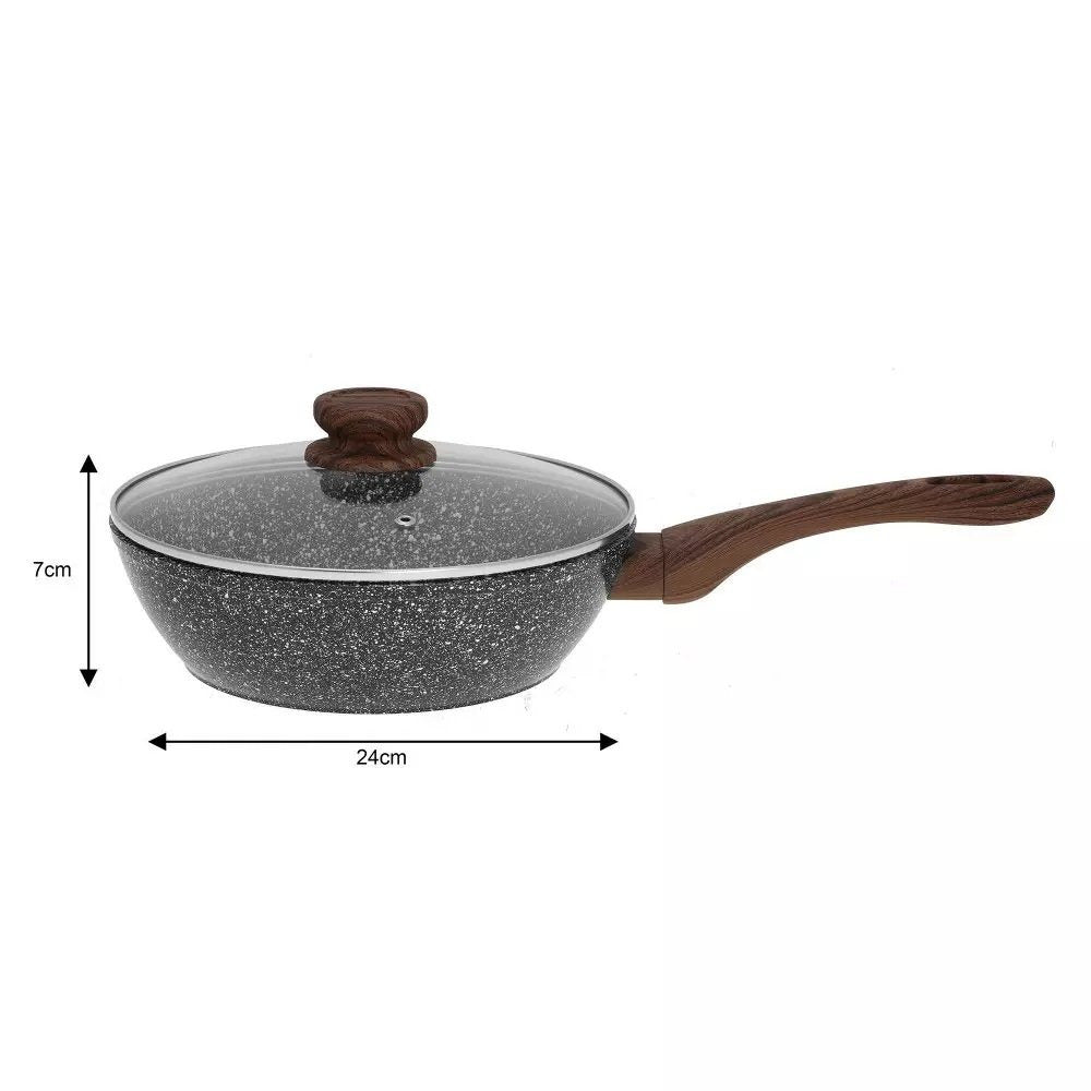 Tigaie wok Kinghoff 1583, 24 cm, Inducție, Strat triplu de granit, Gri