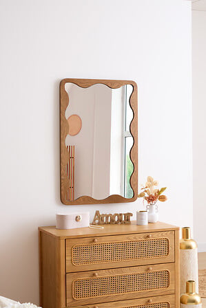 Вълнообразно огледало atmosphera Tinny, MDF, 91 x 61 cm, Кафяво