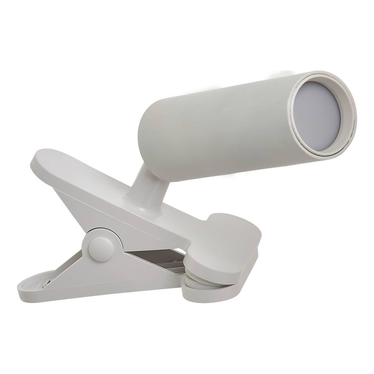 LED лампа с щипка SMART_SYSTEM, USB зареждане, 20 cm, Бяла