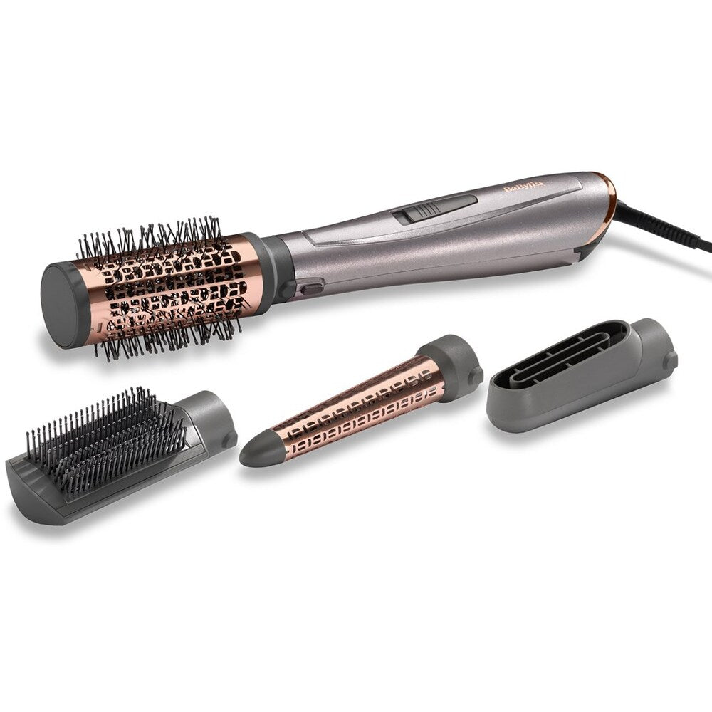 Perie electrică de păr Babyliss Air Style AS136E, 1000 W, acoperire ceramică, 2 setări de temperatură, 4 accesorii, gri