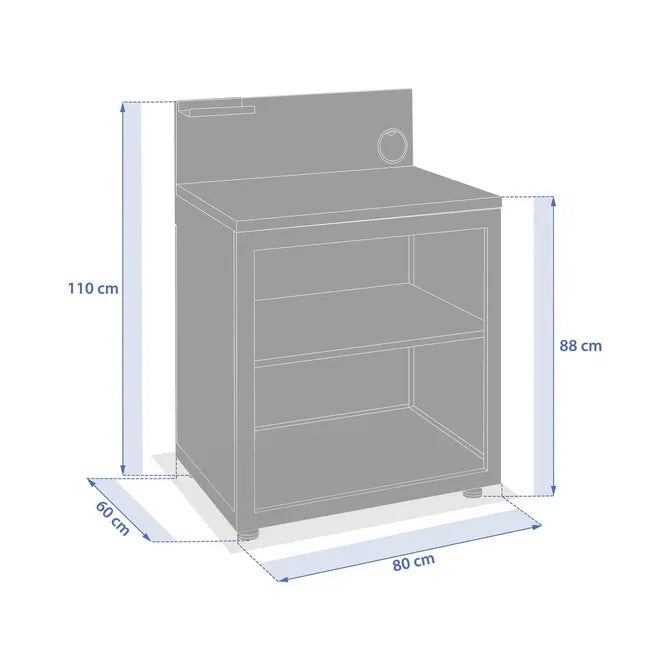 Модул с рафтове за външна кухня Hesperide Oxyana, Стомана, Графит, 80x60x110 cm