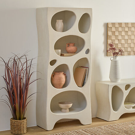 Comodă Atmosphera Chesni, 6 nișe, MDF, fildeș, 80x36x181 cm
