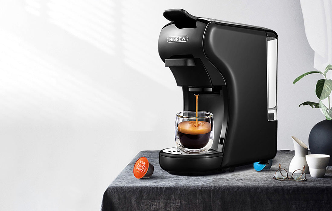 Espressor multifuncțional 4 în 1 HiBrew H1A, opțiune cafea și capsulă, 1450 w, 19 bar, negru