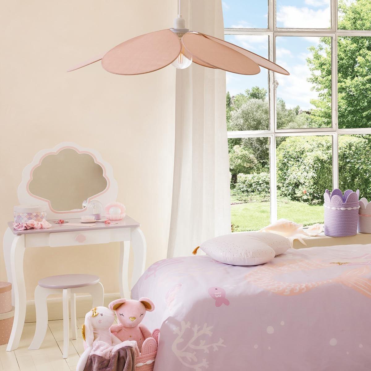 Lampă suspendată pentru copii Atmosphera Flower, 64 cm, roz