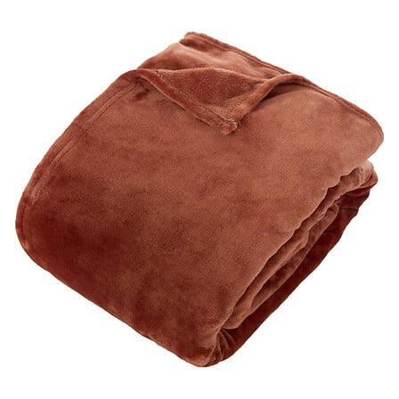 Ollis plain throw 240 x 260 cm terracotta flannel