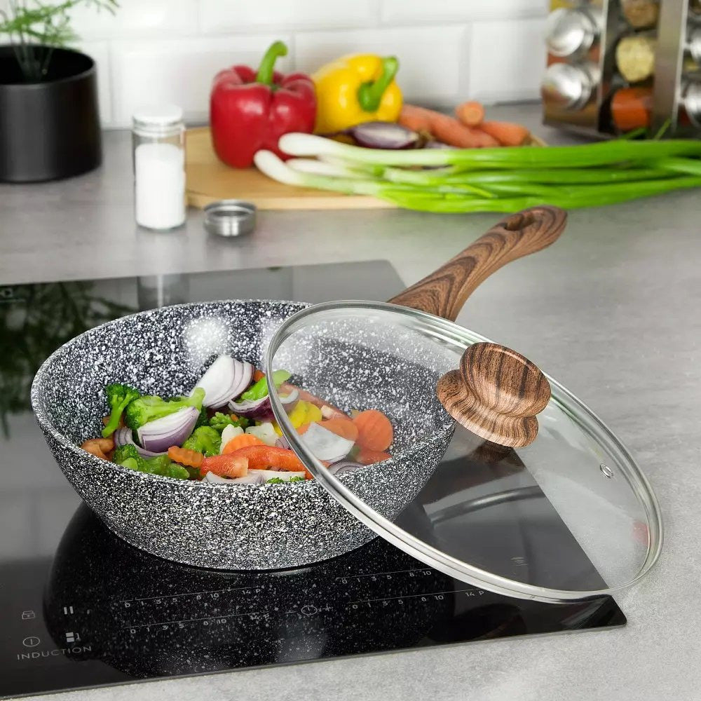 Tigaie wok Kinghoff 1584, 28 cm, inducție, strat triplu de granit, gri
