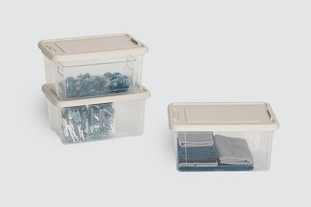 Комплект от 3 кутии за съхранение 5five Tide'n Box, PP, Прозрачни, 16 л