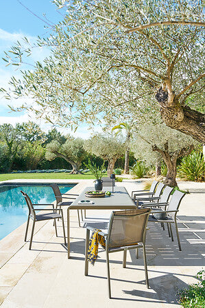 Essentia wenge praline stacking aluminium dining chair