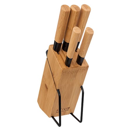 Стойка за ножове 5five Black Bambou, Бамбук и метал, 5 ножа