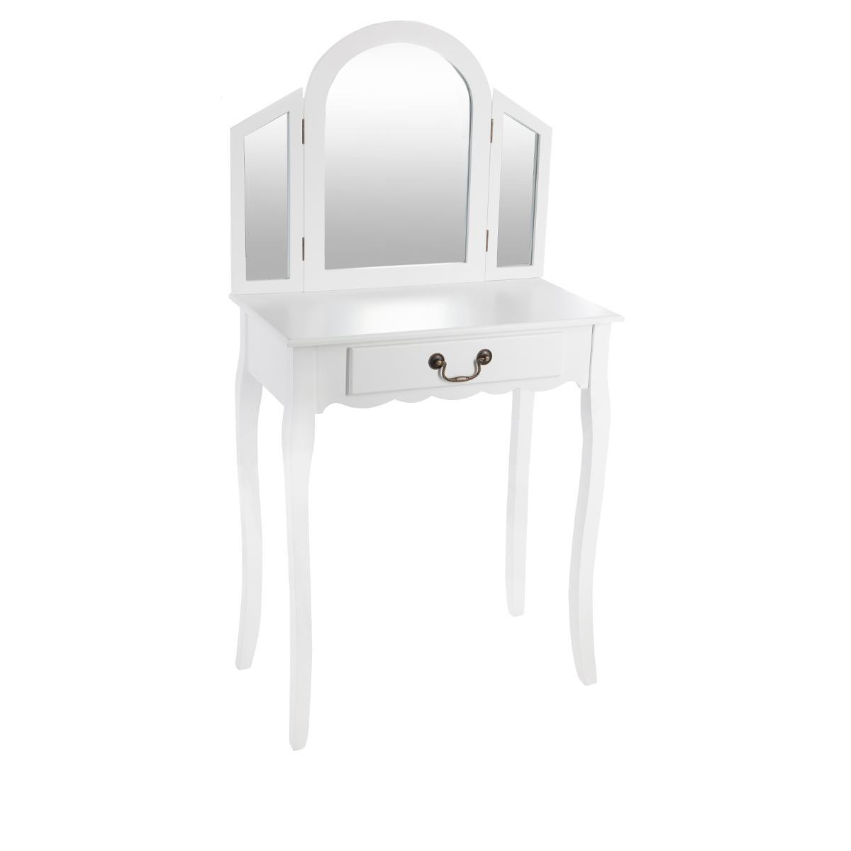 Masă de toaletă cu atmosferă de oglindă Aurell, 65 cm, Alb