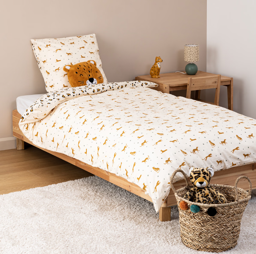 Lenjerie de pat reversibilă pentru copii Atmosphera Leopard, 140x200 cm, bumbac