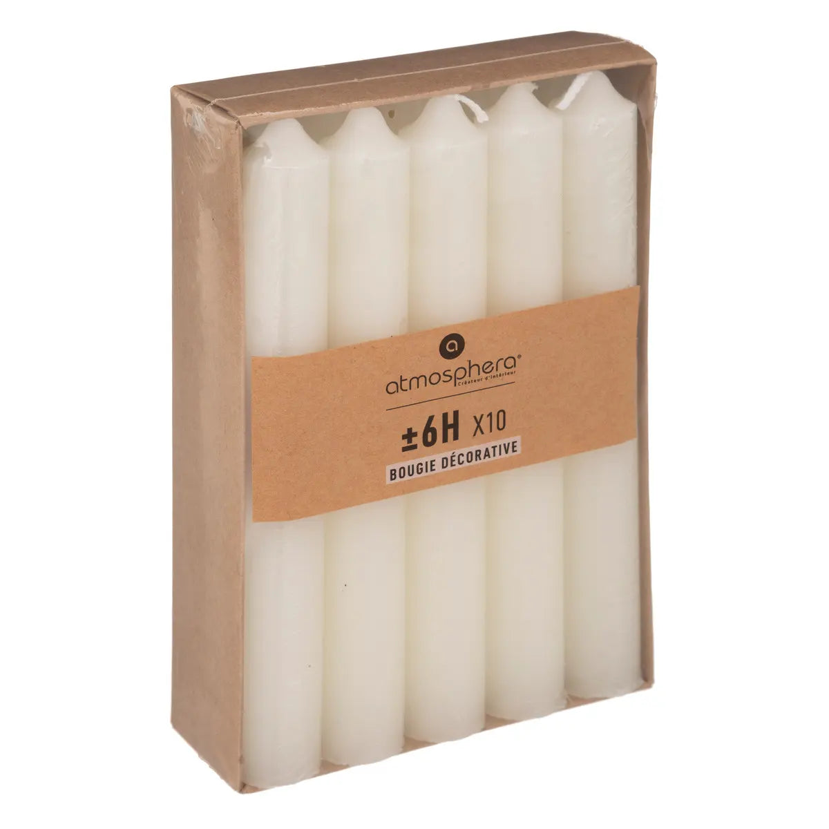 Set lumânări neparfumate Atmosphera Hugo, 16 cm, 10 buc.