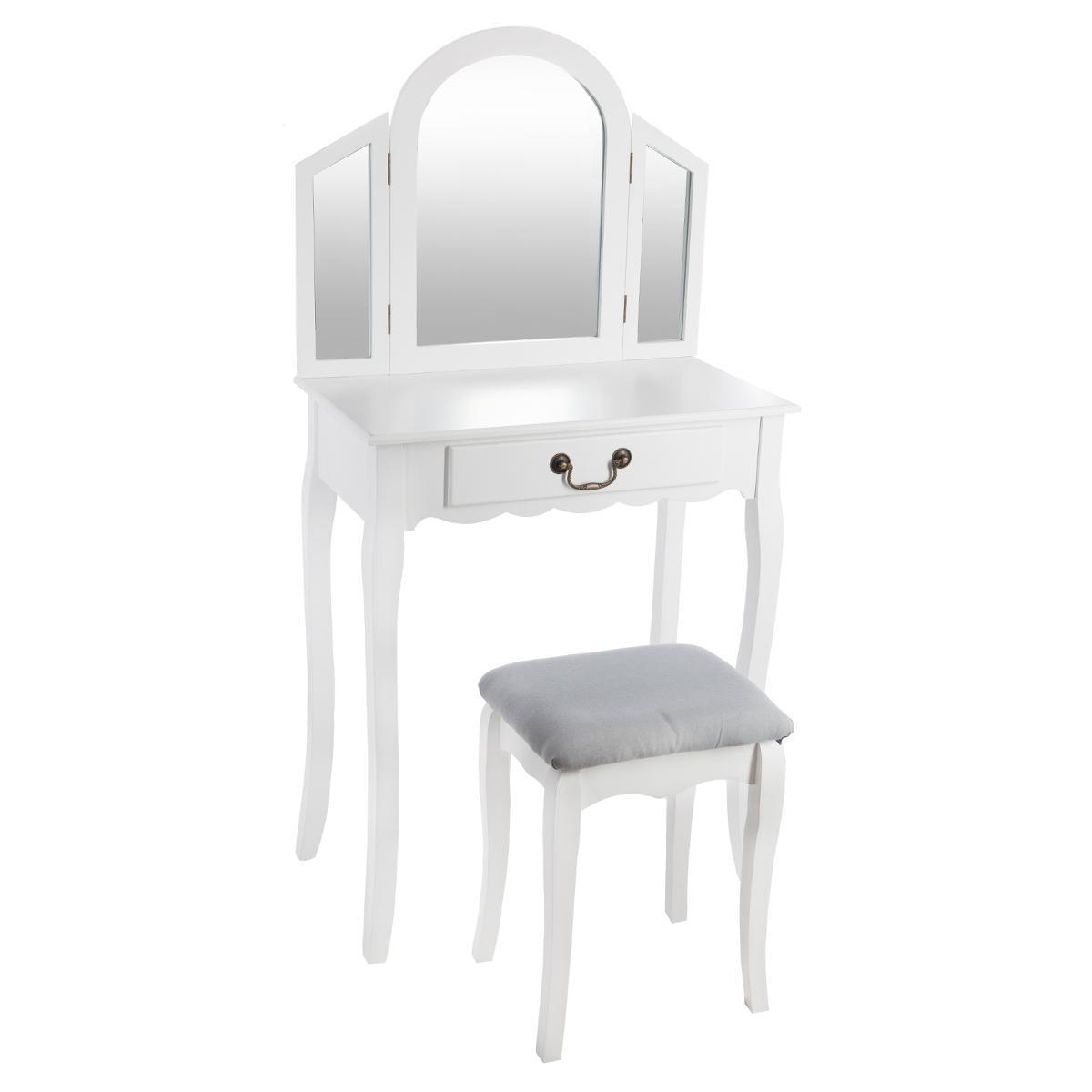 Masă de toaletă cu atmosferă de oglindă Aurell, 65 cm, Alb
