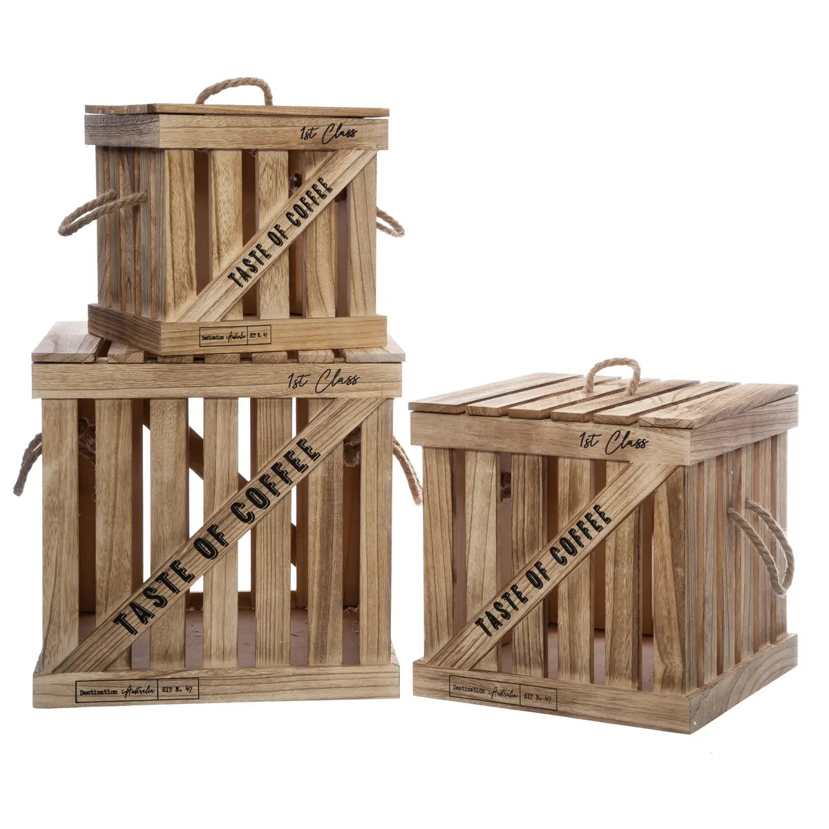 Set de cutii de depozitare Atmosphera Denys, 3 buc, Paulownia