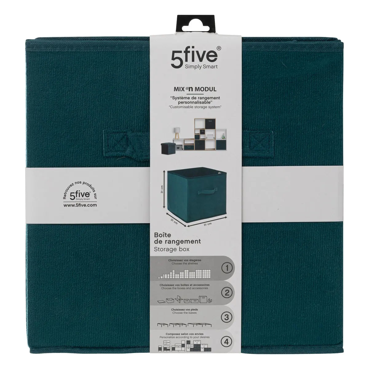Cutie de depozitare 5five Mix & Modul, Catifea, 31x31 cm