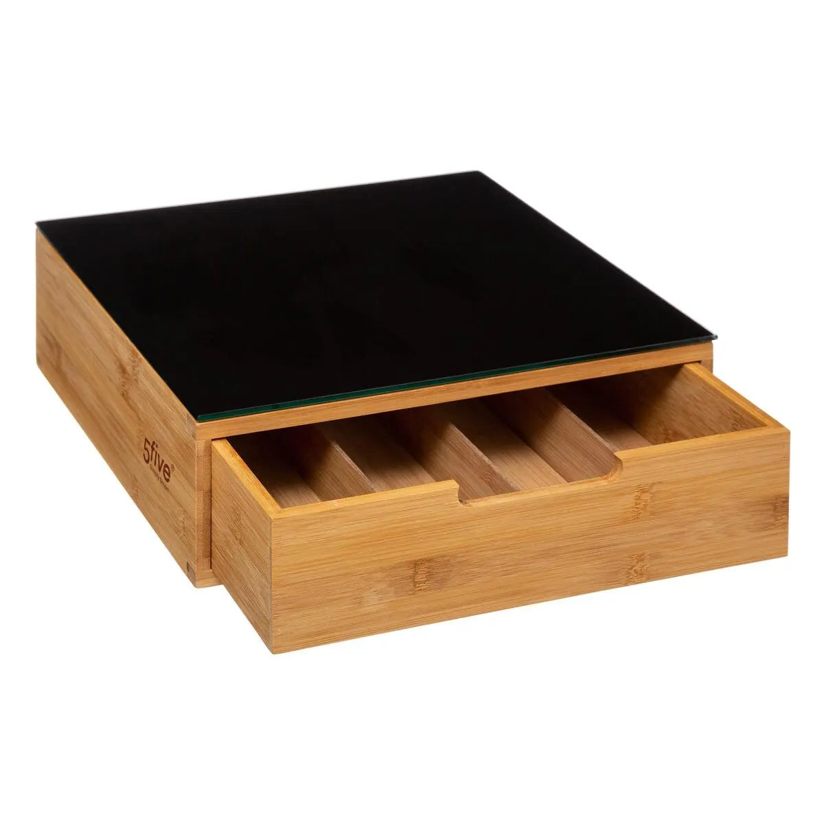 Organizator de capsule de cafea 5Five, bambus și sticlă