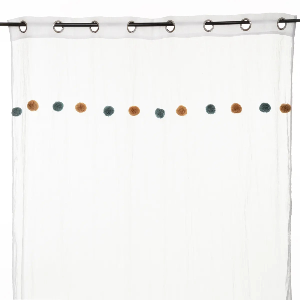 Perdea transparentă pentru copii Atmosphera cu pompoane 140x240cm