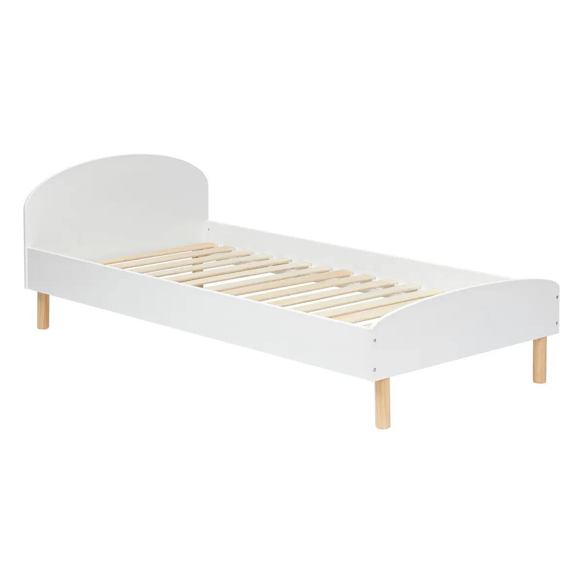 Pat pentru copii cu cadru de saltea Atmosphera Kima Sweetie, alb, MDF, 90x190 cm