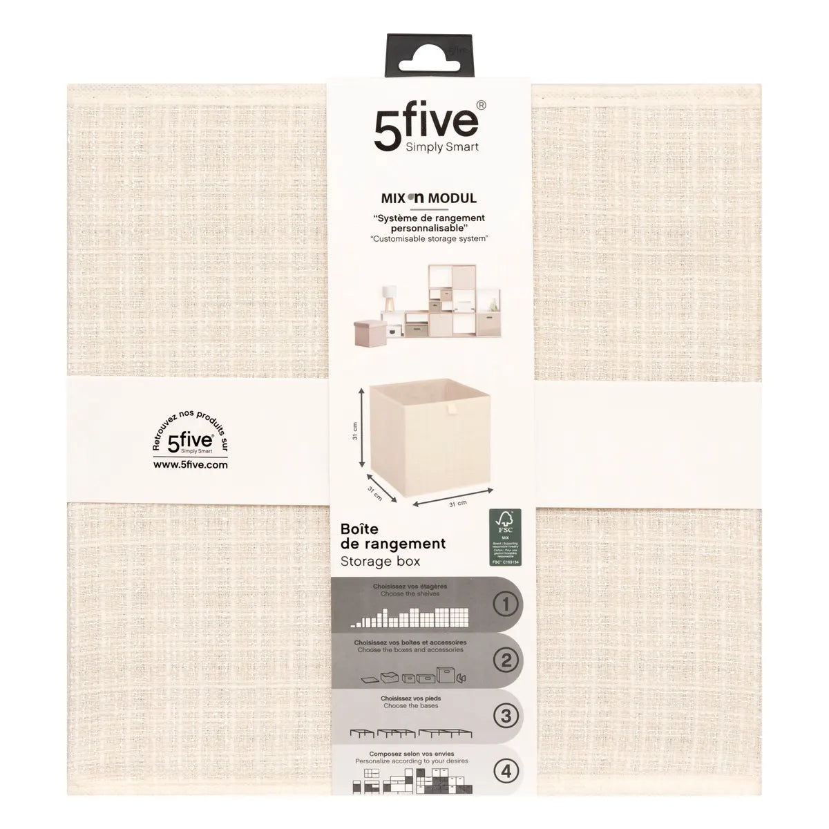 Cutie de depozitare 5five Mix & Modul, Tweed, 31x31 cm