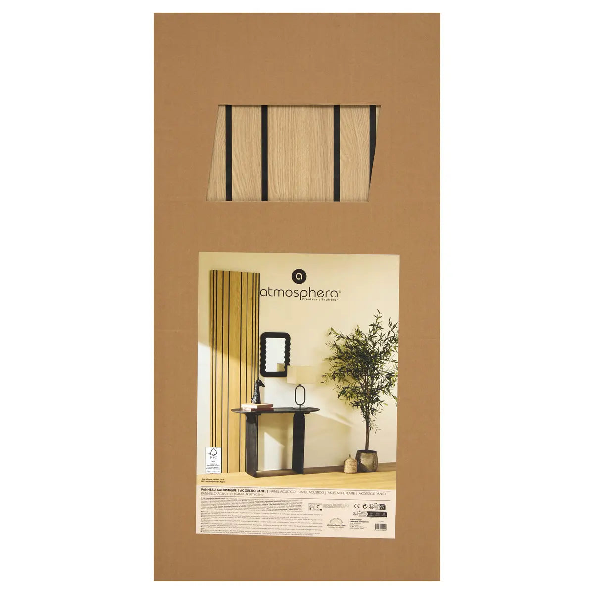 Акустичен декоративен стенен панел atmosphera Colva, MDF, 120x60 cm, Светло дърво