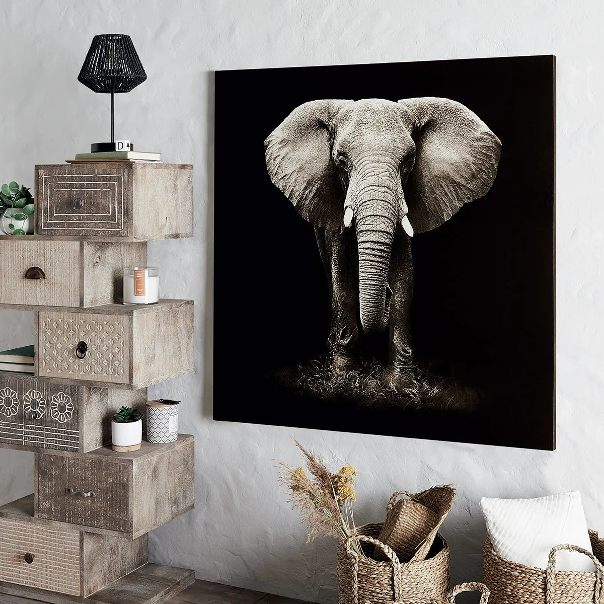 Πίνακας atmosphera Elephant, τύπωμα σε καμβά, 100 x 100 εκ.
