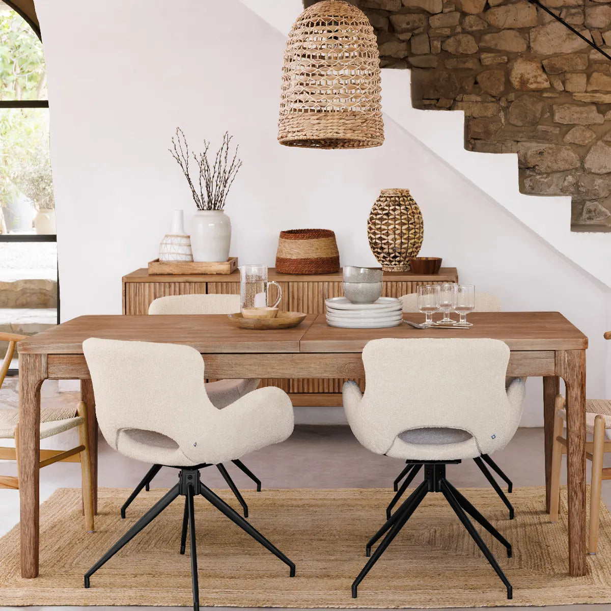 Masă extensibilă Sabor, 180-260x90 cm, lemn de salcâm,