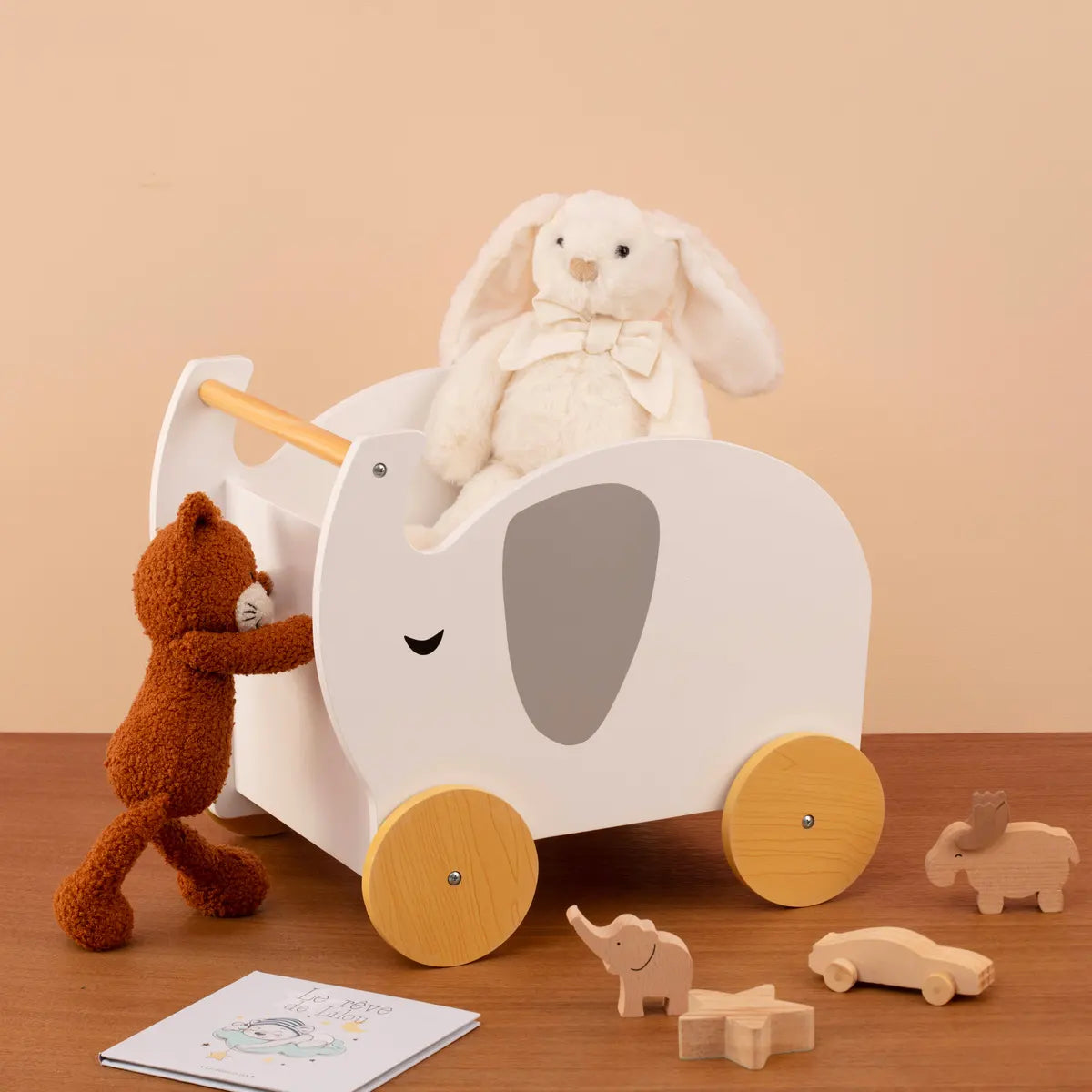Детска количка за бутане и съхранение atmosphera Elephant, MDF