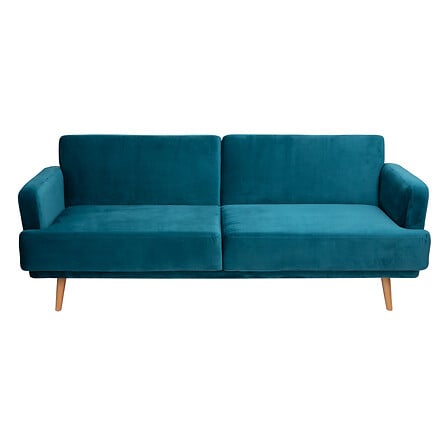 Canapea extensibilă cu trei locuri Atmosphera Jack, Velur, Turcoaz, 214x86x83 cm