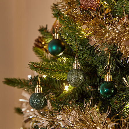 Коледни топки atmosphera Colorama de Noël, Комплект 18 броя, Рециклиран PS, Маслинено зелено, 3 cm