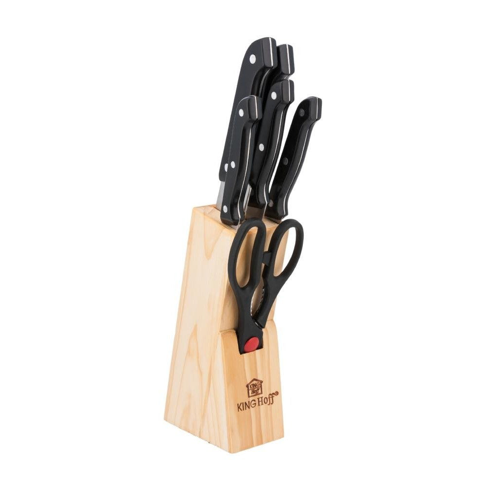 Set de cuțite KingHoff 3441, suport din lemn, 7 piese