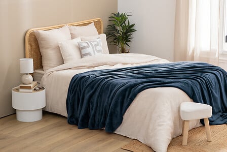 Ollis plain throw 240 x 260 cm Aegean blue flannel