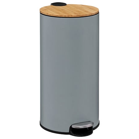 Кош за боклук 5five Modern Color, Метал и бамбук, Педал, 30L, Светлосив