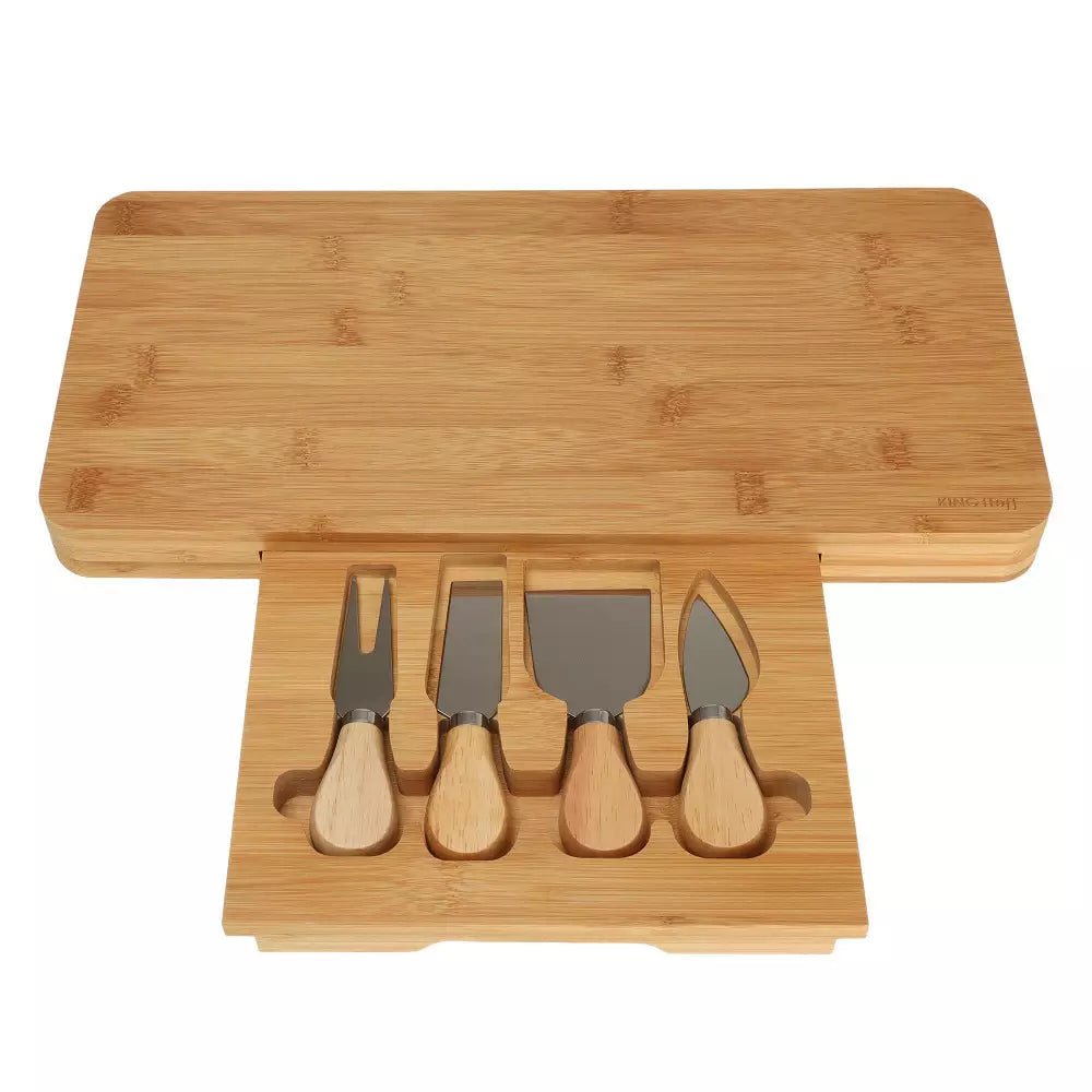 Set platou de brânzeturi Kinghoff 1567, 5 piese, Bambus