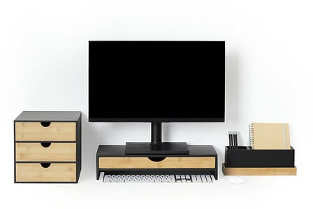 Стойка за монитор 5five Bam Black Bamboo, MDF, Черна