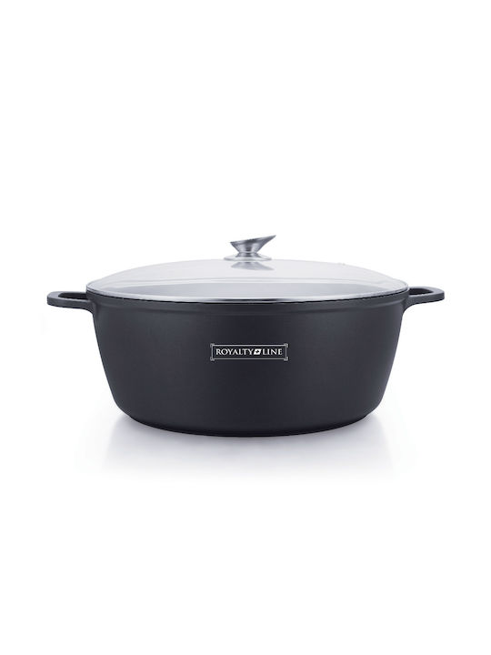 Cratiță Royalty Line BS36M cu capac de sticlă, 36 cm, 13 L, finisaj marmorat, inducție
