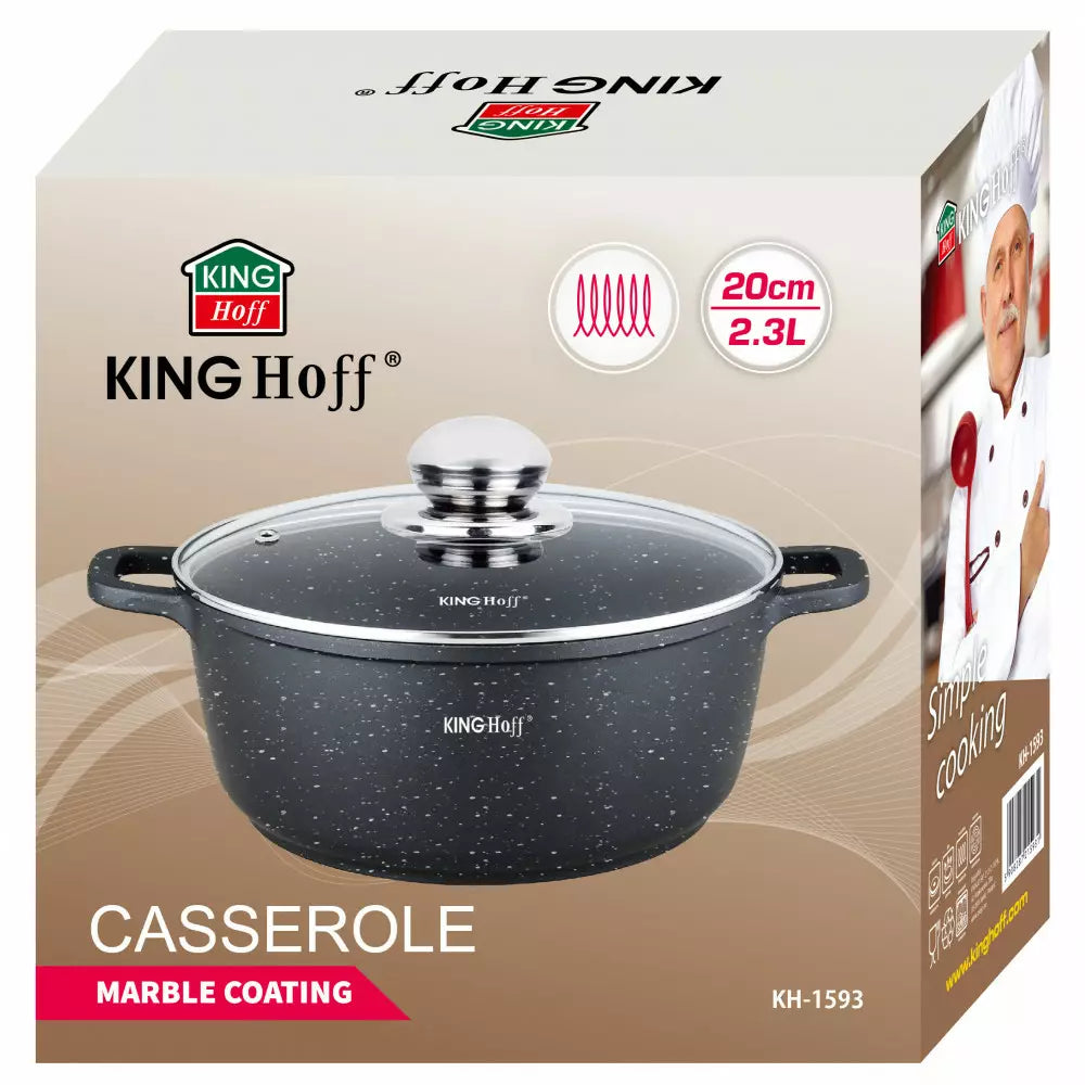 Cratiță din aluminiu KingHoff 1593, acoperire cu marmură, 2,3 l, 20 cm