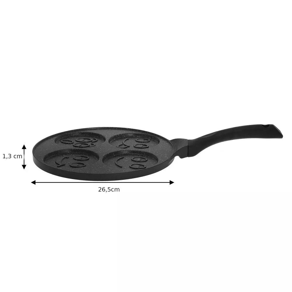 KingHoff 1666 Tigaie pentru clătite mini, acoperire cu marmură, 26,5 cm, inducție, neagră