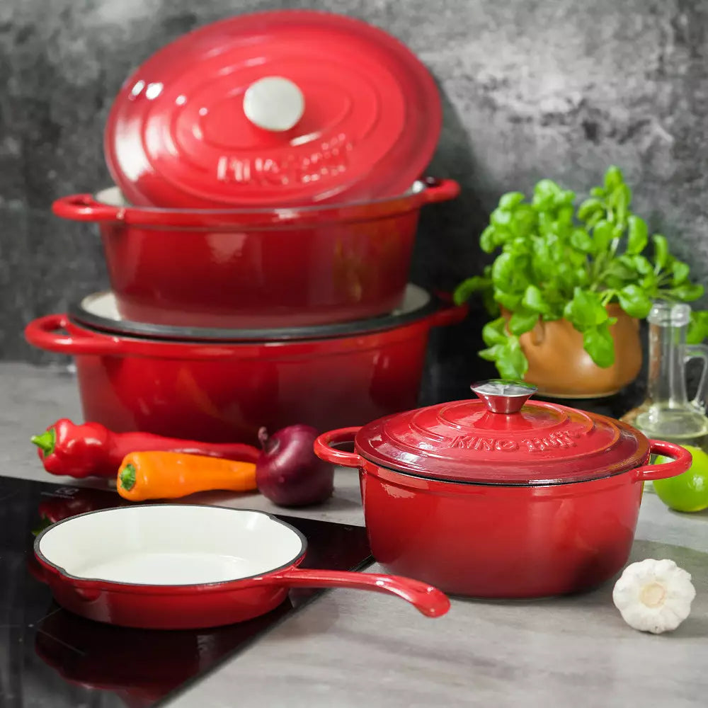 Tigaie KingHoff 2262, Fontă, Emailată, Diametru 26 cm, Interior emailat, Mâner din fontă, Inducție