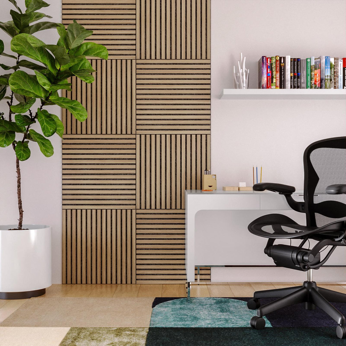 Panou decorativ acustic de perete Atmosphera Colva, MDF, 60x60 cm