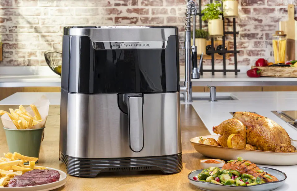 Уред за здравословно готвене с горещ въздух Tefal Easy Fry XXL Flexcook EY801D15, 6.5 L, 1400 W, Черен/Сребрист