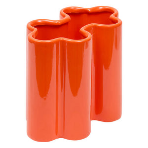 Vază Atmosphere Flow, ceramică, portocalie, 17 cm