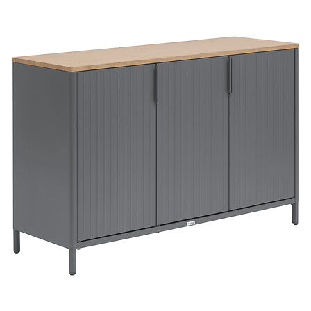 Outdoor sideboard 3 doors Ironia galvanized steel graphite linen