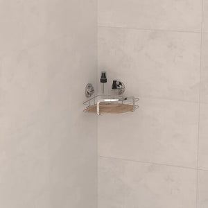 Ъглова рафтче за баня 5five Venterra, Бамбук, Сребрист
