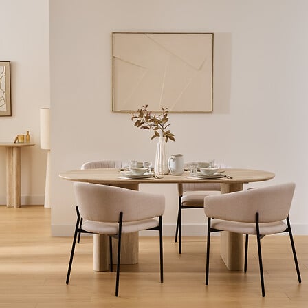 Masă de dining Atmosphera Anaya, MDF cu efect de travertin, 180x90 cm