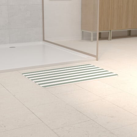 Килимче за баня 5five Strio, Диатомит, Зелено Селадон, 39 x 60 cm