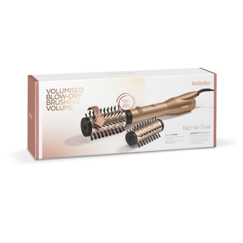 Perie de păr BaByliss Big Hair Dual AS952E, 650W + 2 accesorii, tehnologie ionică, înveliș ceramic, jet de aer rece, aurie