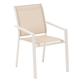 Essentia linen clay stacking aluminium dining chair