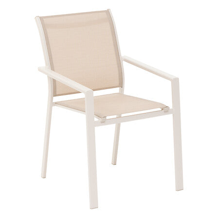 Essentia linen clay stacking aluminium dining chair