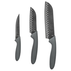 Комплект от 3 ножа Сантоку 5five Essentiels, Полипропилен, Сив