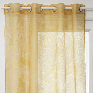 Dévo leaf sheer curtains 140 x 240 cm ochre